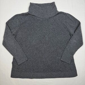 Pink Rose Women Medium Grey Roll Neck Sweater 3/4 Sleeve Casual Cozy Knit